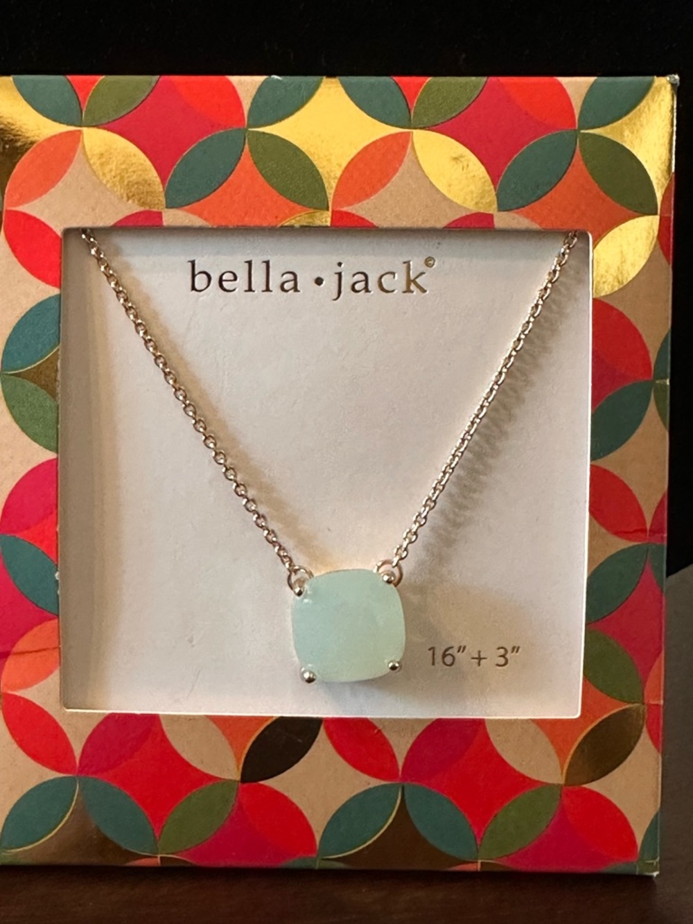 Bella•Jack Silver Necklace with Light Aqua Pendant